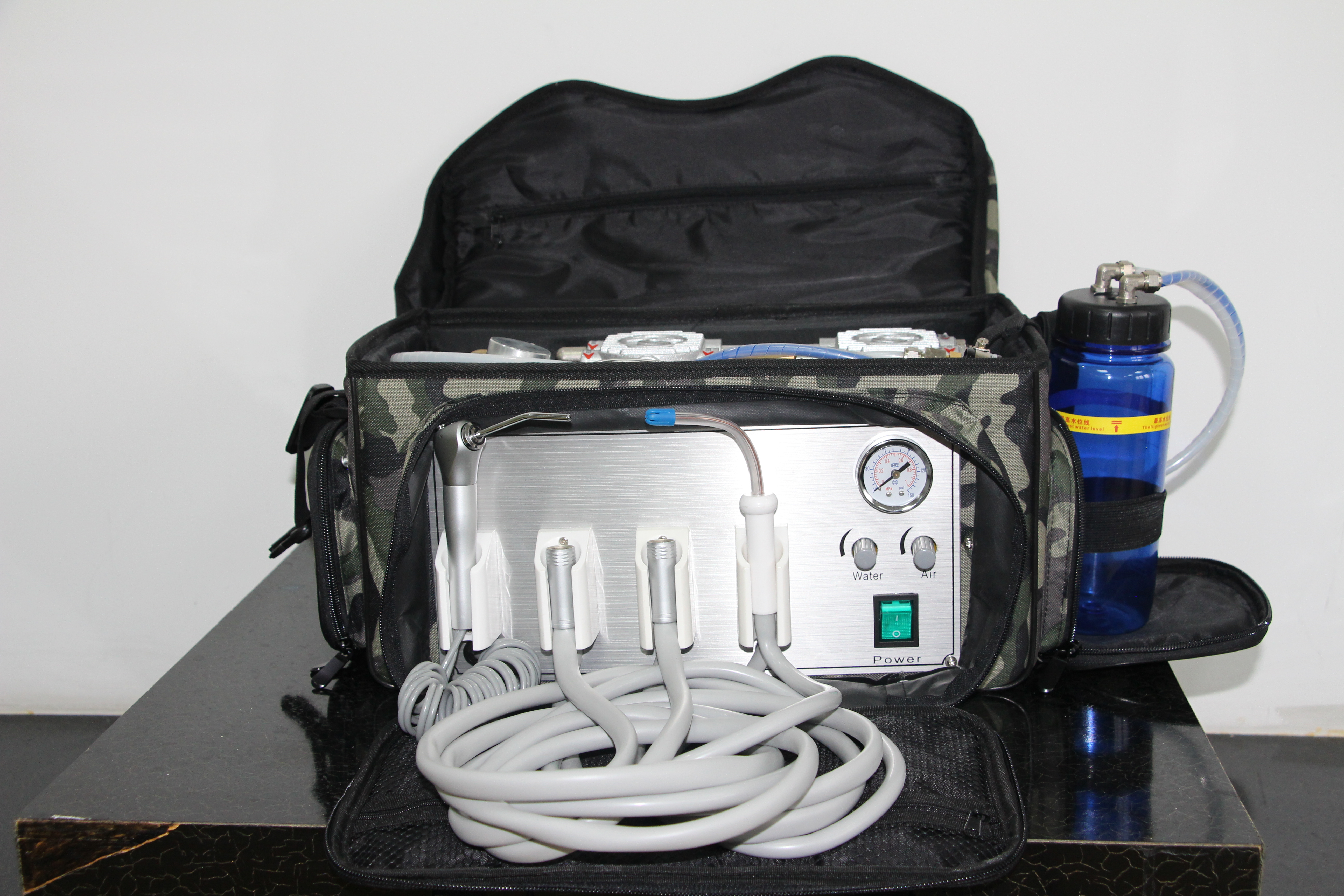 BEST Rucksack Tragbare Dental Turbine Einheit +Luftkompressor +Saug +Triplex Spritze
